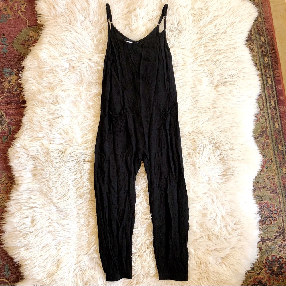 Embroidered black romper jumpsuit beachriot